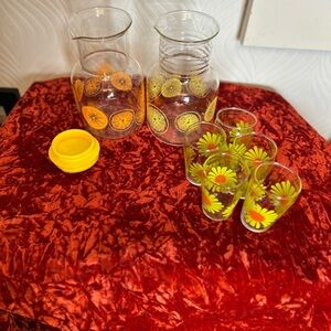 Pyrex Glass Pitcher and Tumbler Set